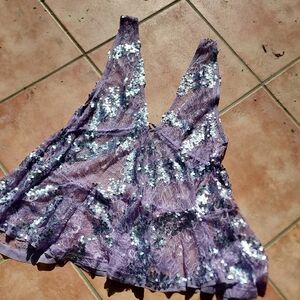Lavender Lace Sequin Top